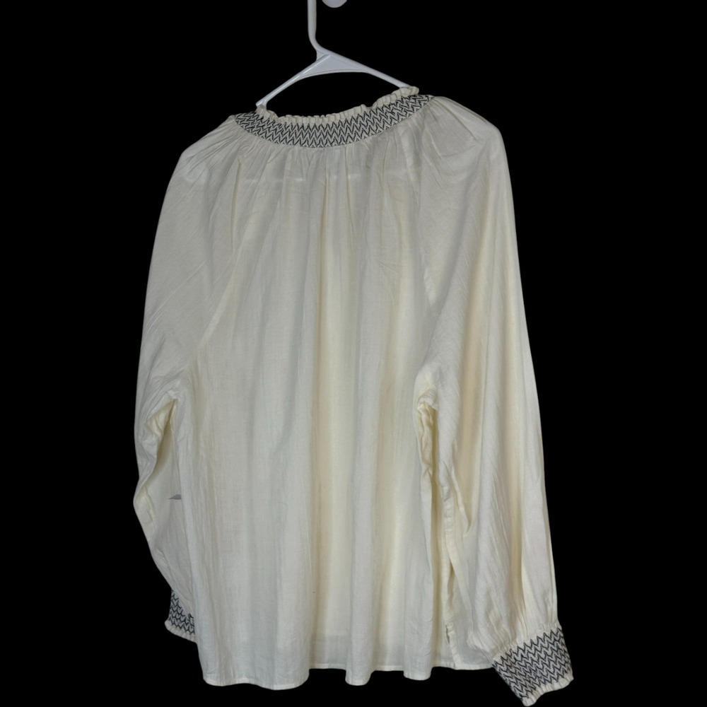 Old Navy Womens White Gauze Embroidered V Neck Long Sleeve Blouse Top Size L - Picture 9 of 12